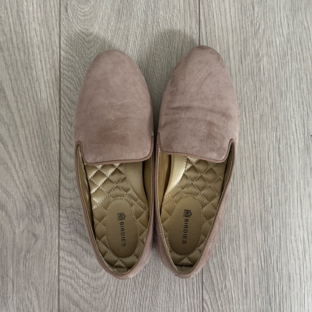 Birdies Tan Suede Slip-On Loafers